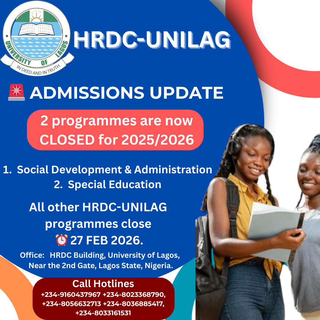 Admission into the following 2025/2026 programmes is now CLOSED: